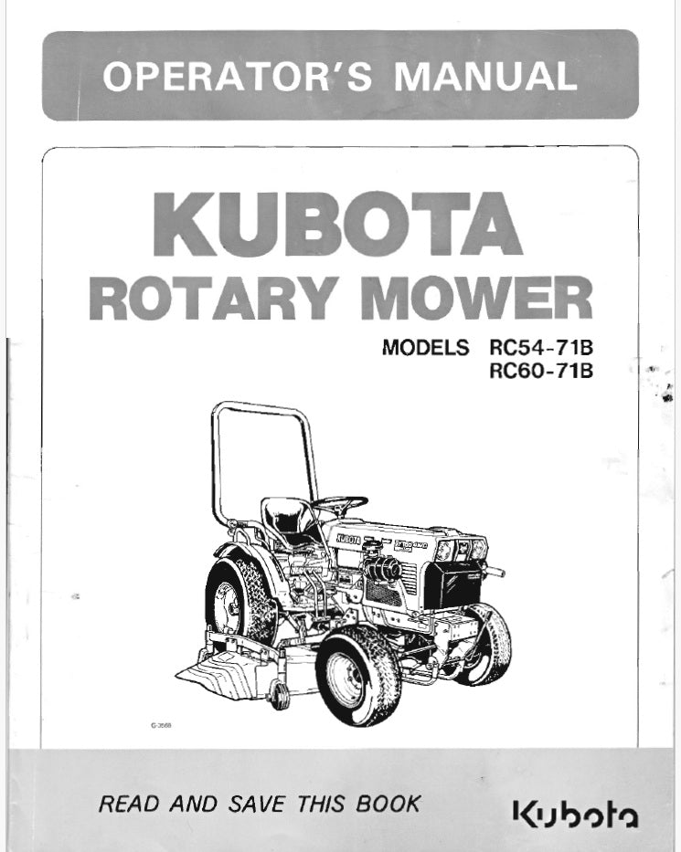 Kubota RC54-71B, RC60-71B Rotary Mower Pdf Operator's Manual