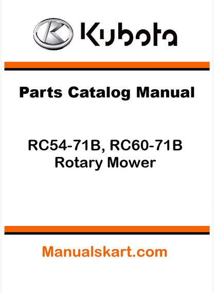 Kubota RC54-71B, RC60-71B Rotary Mower Pdf Parts Catalog Manual
