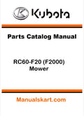 Kubota RC60-F20 (F2000) Mower Pdf Parts Catalog Manual