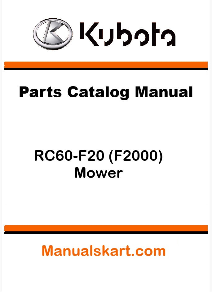 Kubota RC60-F20 (F2000) Mower Pdf Parts Catalog Manual
