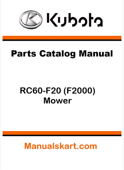 Kubota RC60-F20 (F2000) Mower Pdf Parts Catalog Manual