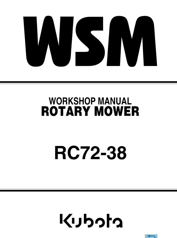 Kubota RC72-38 Rotary Mower Pdf Repair Service Manual