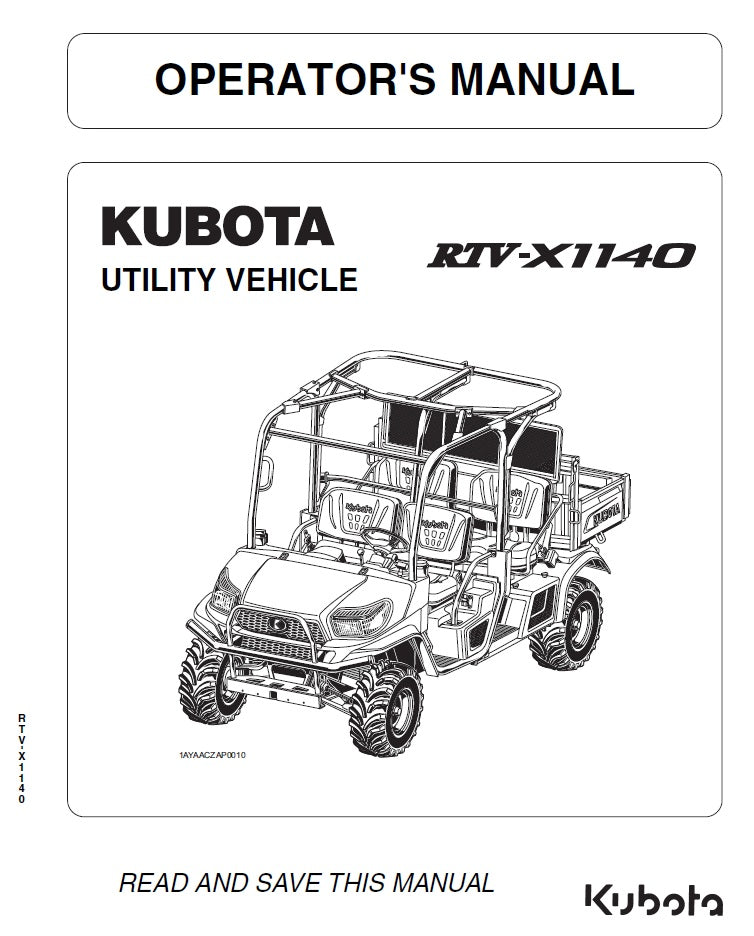 Kubota RTV-X1140 Utility Vehicle Pdf Operator's Manual