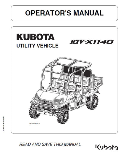 Kubota RTV-X1140 Utility Vehicle Pdf Operator's Manual
