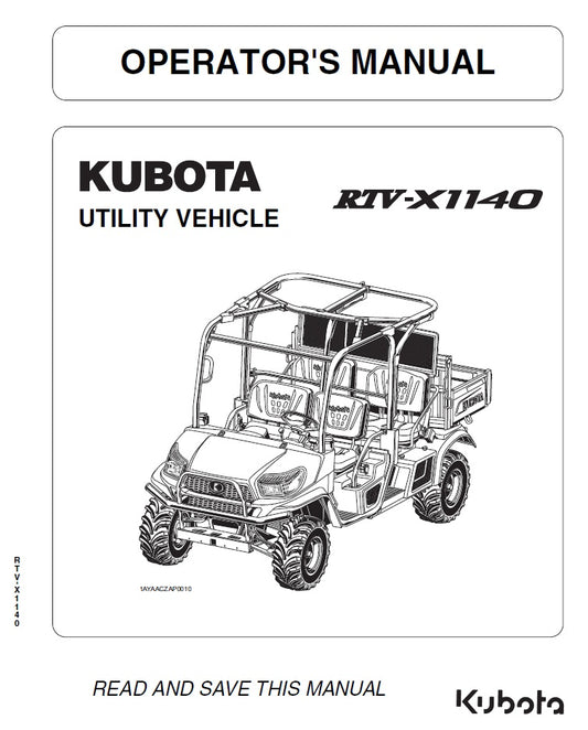 Kubota RTV-X1140 Utility Vehicle Pdf Operator's Manual