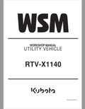 Kubota RTV-X1140 Utility Vehicle Pdf Repair Service Manual