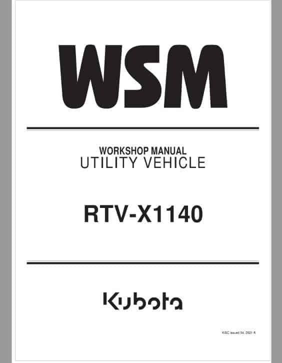 Kubota RTV-X1140 Utility Vehicle Pdf Repair Service Manual