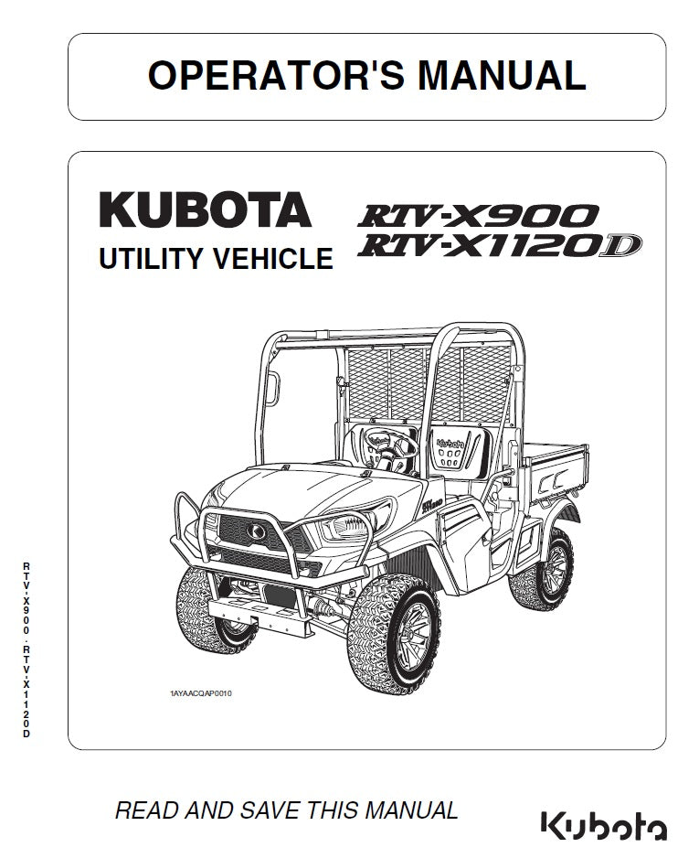 Kubota RTV-X900, RTVX1120D Utility Vehicle Pdf Operator's Manual