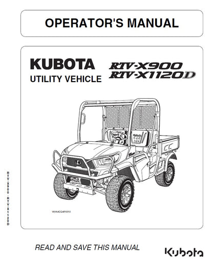 Kubota RTV-X900, RTVX1120D Utility Vehicle Pdf Operator's Manual