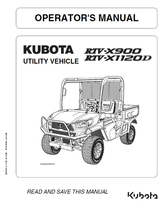 Kubota RTV-X900, RTVX1120D Utility Vehicle Pdf Operator's Manual