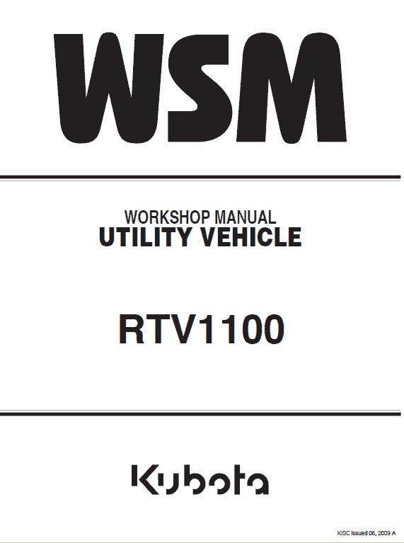 Kubota RTV1100 Utility Vehicle Pdf Repair Service Manual