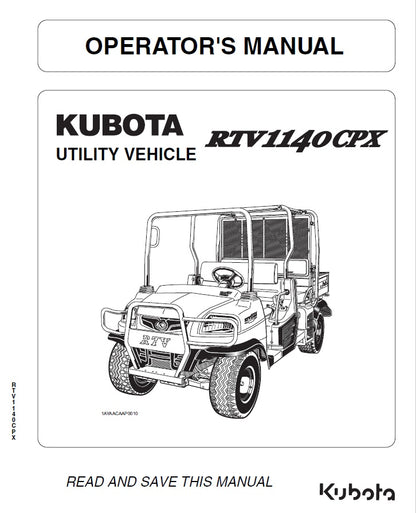 Kubota RTV1140CPX Utility Vehicle Pdf Operator's Manual