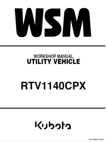 Kubota RTV1140CPX Utility Vehicle Pdf Repair Service Manual