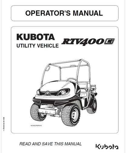 Kubota RTV400 Ci Utility Vehicle Pdf Operator's Manual