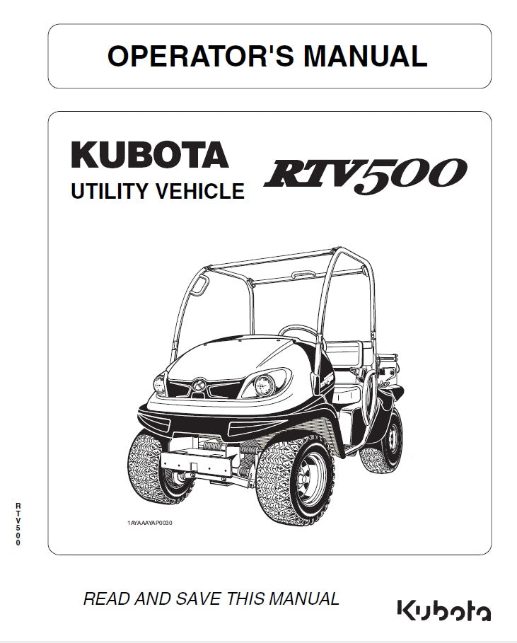 Kubota RTV500 Utility Vehicle Pdf Operator's Manual