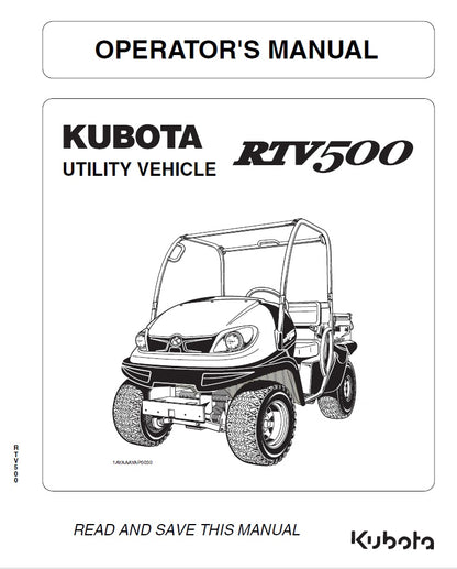 Kubota RTV500 Utility Vehicle Pdf Operator's Manual