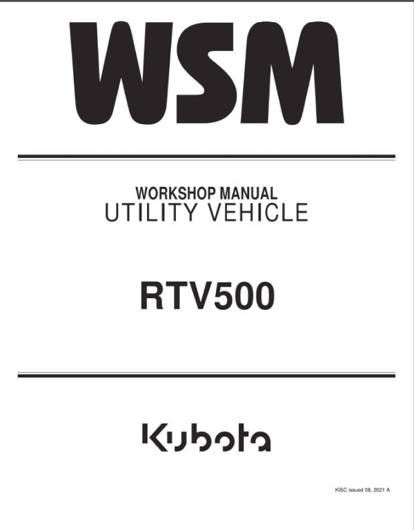 Kubota RTV500 Utility Vehicle Pdf Repair Service Manual