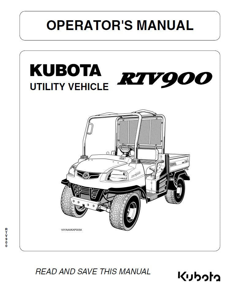 Kubota RTV900 Utility Vehicle Pdf Operator's Manual