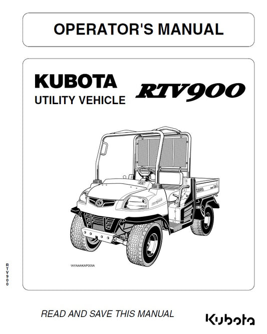 Kubota RTV900 Utility Vehicle Pdf Operator's Manual