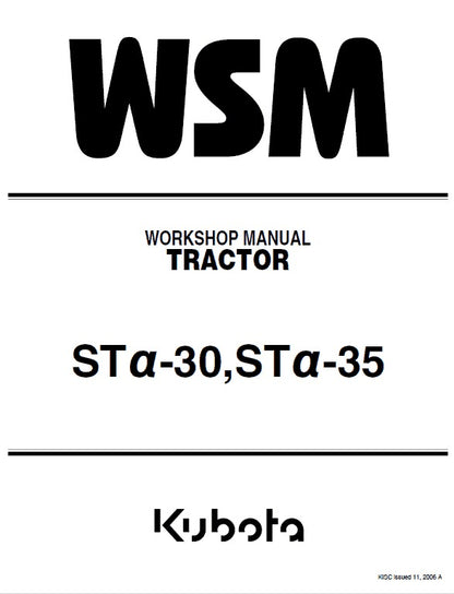 Kubota STa-30, STa-35 Tractor Pdf Repair Service Manual