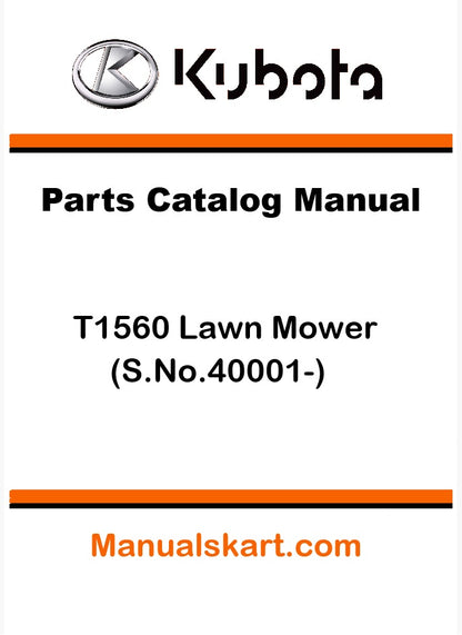 Kubota T1560 Lawn Mower Pdf Parts Catalog Manual (S.No.40001-)