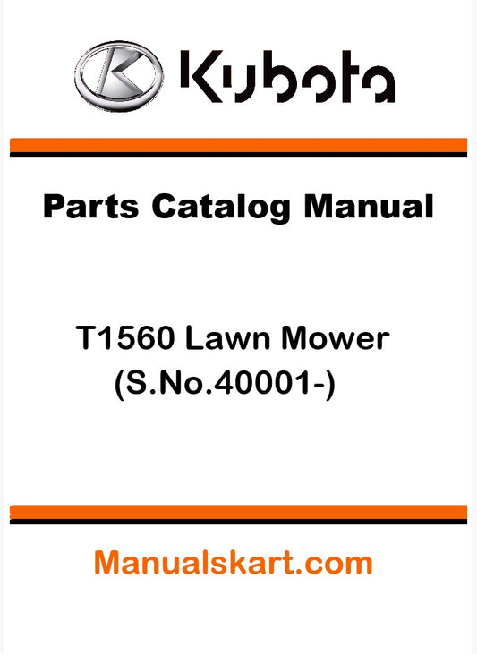 Kubota T1560 Lawn Mower Pdf Parts Catalog Manual (S.No.40001-)