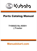 Kubota T1560(S.No.40001-) Tractor Parts Catalog Pdf Manual