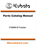 Kubota T1600H-G Tractor Parts Catalog Pdf Manual