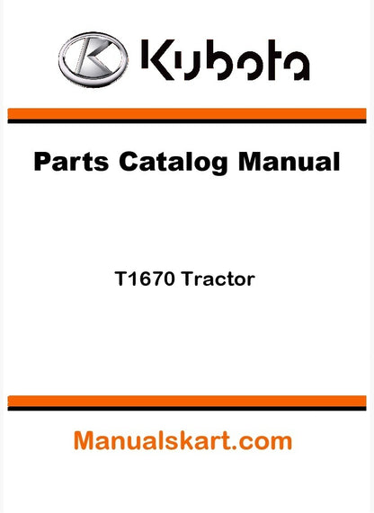 Kubota T1670 Tractor Parts Catalog Pdf Manual