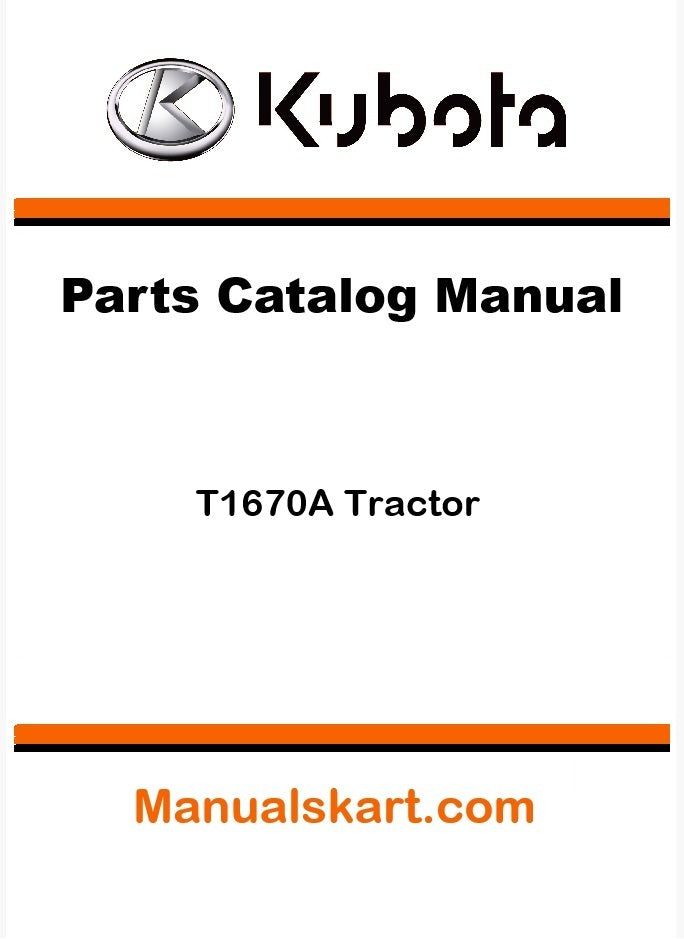 Kubota T1670A Tractor Parts Catalog Pdf Manual