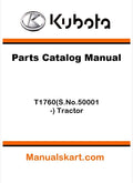 Kubota T1760(S.No.50001-) Tractor Parts Catalog Pdf Manual