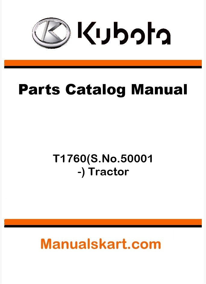 Kubota T1760(S.No.50001-) Tractor Parts Catalog Pdf Manual