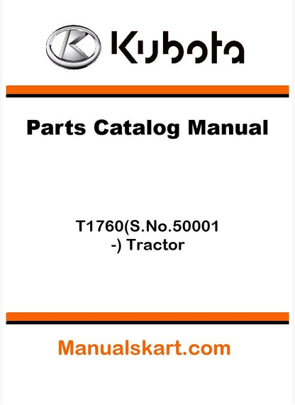 Kubota T1760(S.No.50001-) Tractor Parts Catalog Pdf Manual