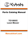Kubota TG1860G Lawn Mower Pdf Parts Catalog Manual