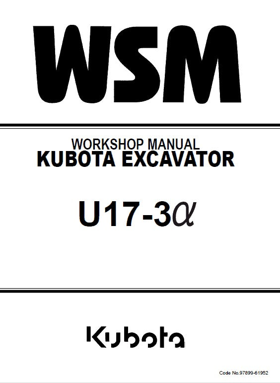 Kubota U17-3 Alpha, U17-3a Excavator Pdf Repair Service Manual