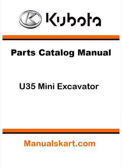 Kubota U35 Mini Excavator Pdf Parts Catalog Manual