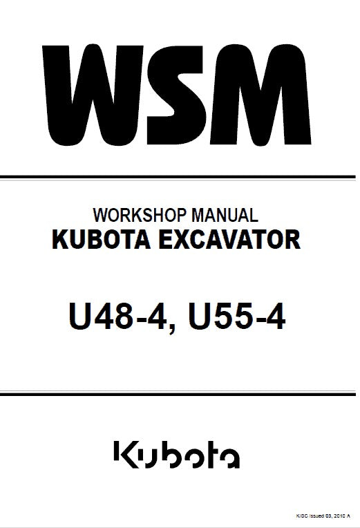 Kubota U48-4, U55-4 Excavator Pdf Repair Service Manual