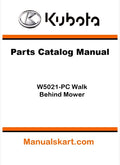 Kubota W5021-PC Walk Behind Mower Parts Catalog Pdf Manual