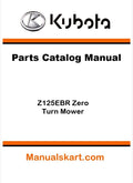 Kubota Z125EBR Zero Turn Mower Parts Catalog Pdf Manual