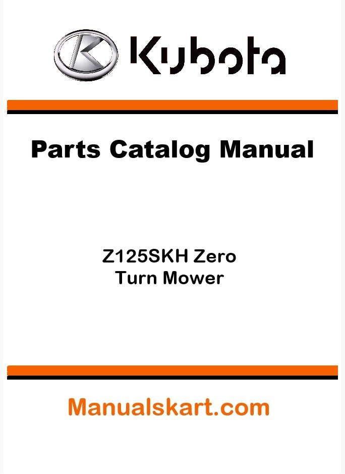 Kubota Z125SKH Zero Turn Mower Parts Catalog Pdf Manual
