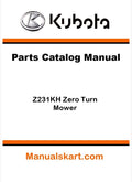 Kubota Z231KH Zero Turn Mower Parts Catalog Pdf Manual