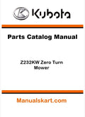 Kubota Z232KW Zero Turn Mower Parts Catalog Pdf Manual