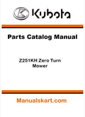 Kubota Z251KH Zero Turn Mower Parts Catalog Pdf Manual