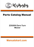 Kubota Z252KH Zero Turn Mower Parts Catalog Pdf Manual