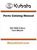 Kubota Z411KW-3 Zero Turn Mower Parts Catalog Pdf Manual