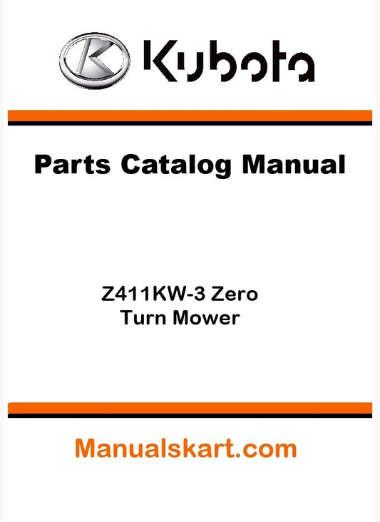Kubota Z411KW-3 Zero Turn Mower Parts Catalog Pdf Manual