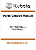 Kubota Z411KWNC Zero Turn Mower Parts Catalog Pdf Manual