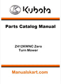 Kubota Z412KWNC Zero Turn Mower Parts Catalog Pdf Manual