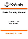 Kubota Z421KW-3 Zero Turn Mower Parts Catalog Pdf Manual