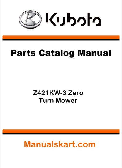 Kubota Z421KW-3 Zero Turn Mower Parts Catalog Pdf Manual
